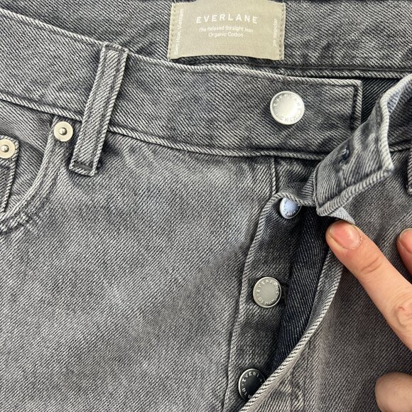 Sz 28- Everlane The‎ Relaxed Straight High Rise Cotton Denim Jean Grey Wash - Picture 4 of 15